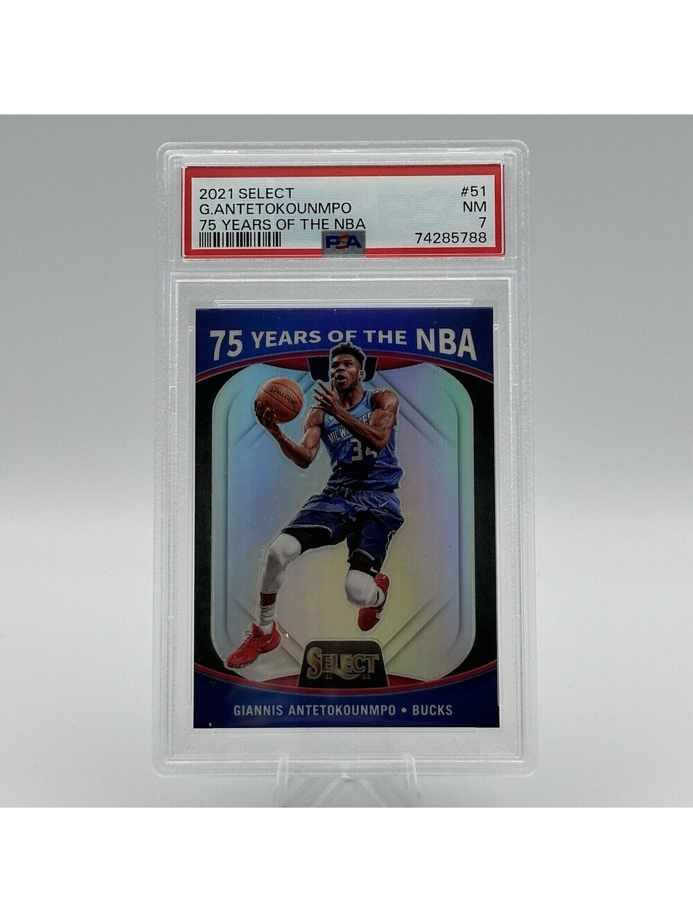Giannis Antetokounmpo 2021 Select 75 Years of the NBA PSA 7 Milwaukee Bucks